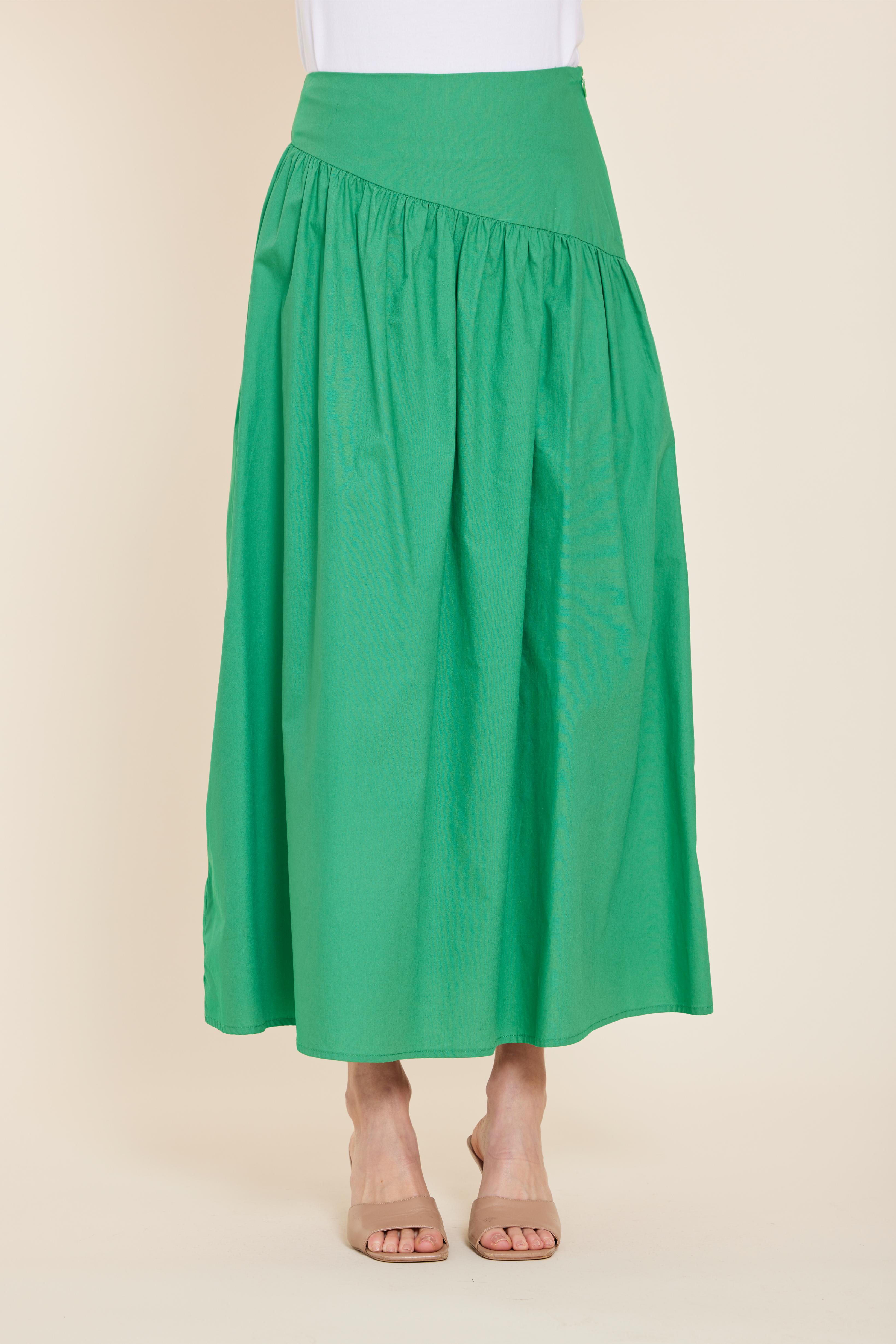 Poplin Asymmetrical Maxi Skirt