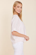 Poplin V-neck Stripe Top