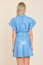 Faux Leather Pleated Dress