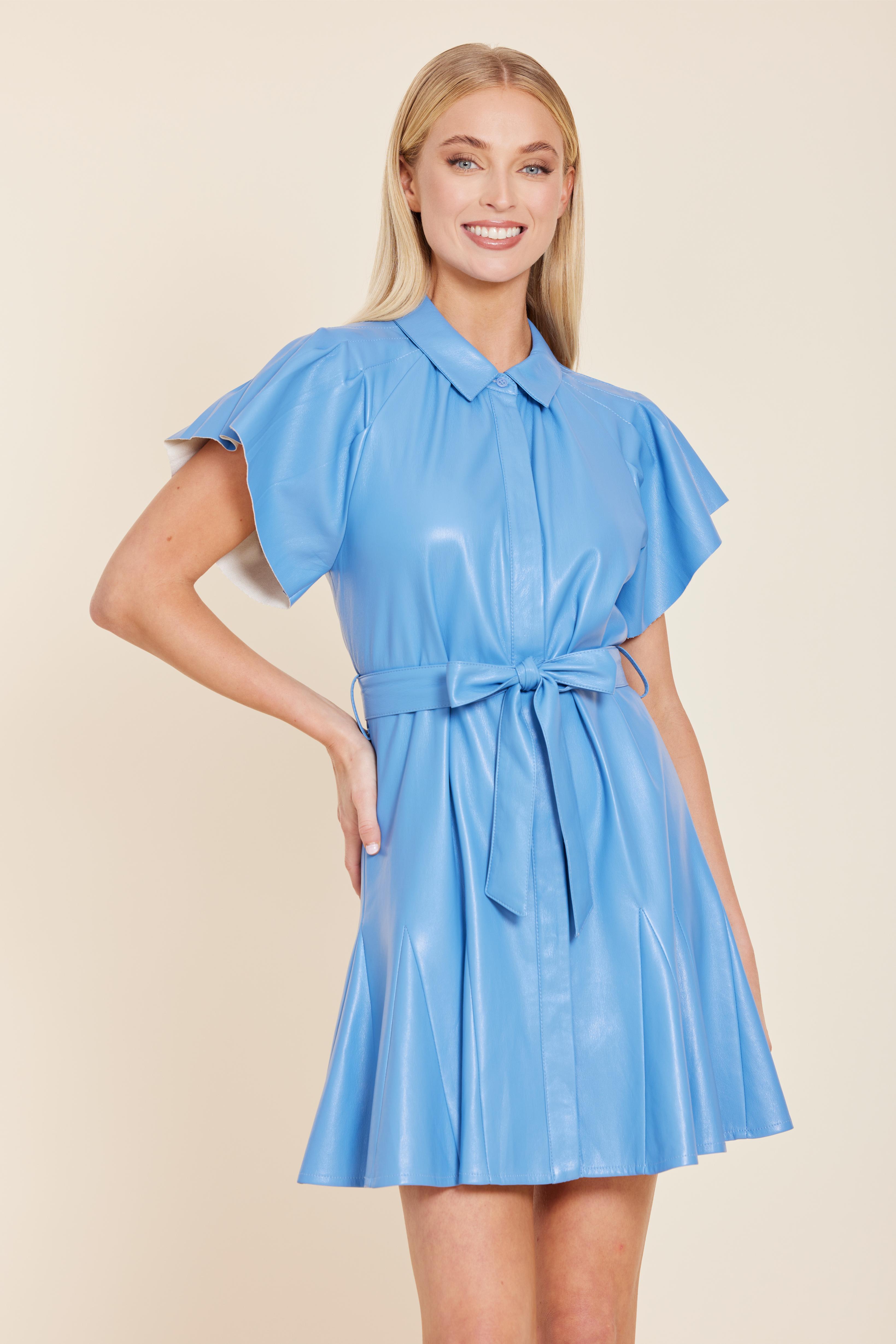 Faux Leather Pleated Dress