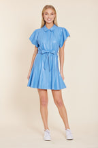 Faux Leather Pleated Dress