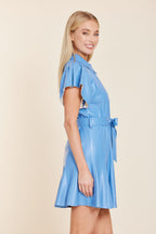 Faux Leather Pleated Dress