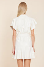 Faux Leather Pleated Dress