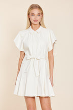 Faux Leather Pleated Dress