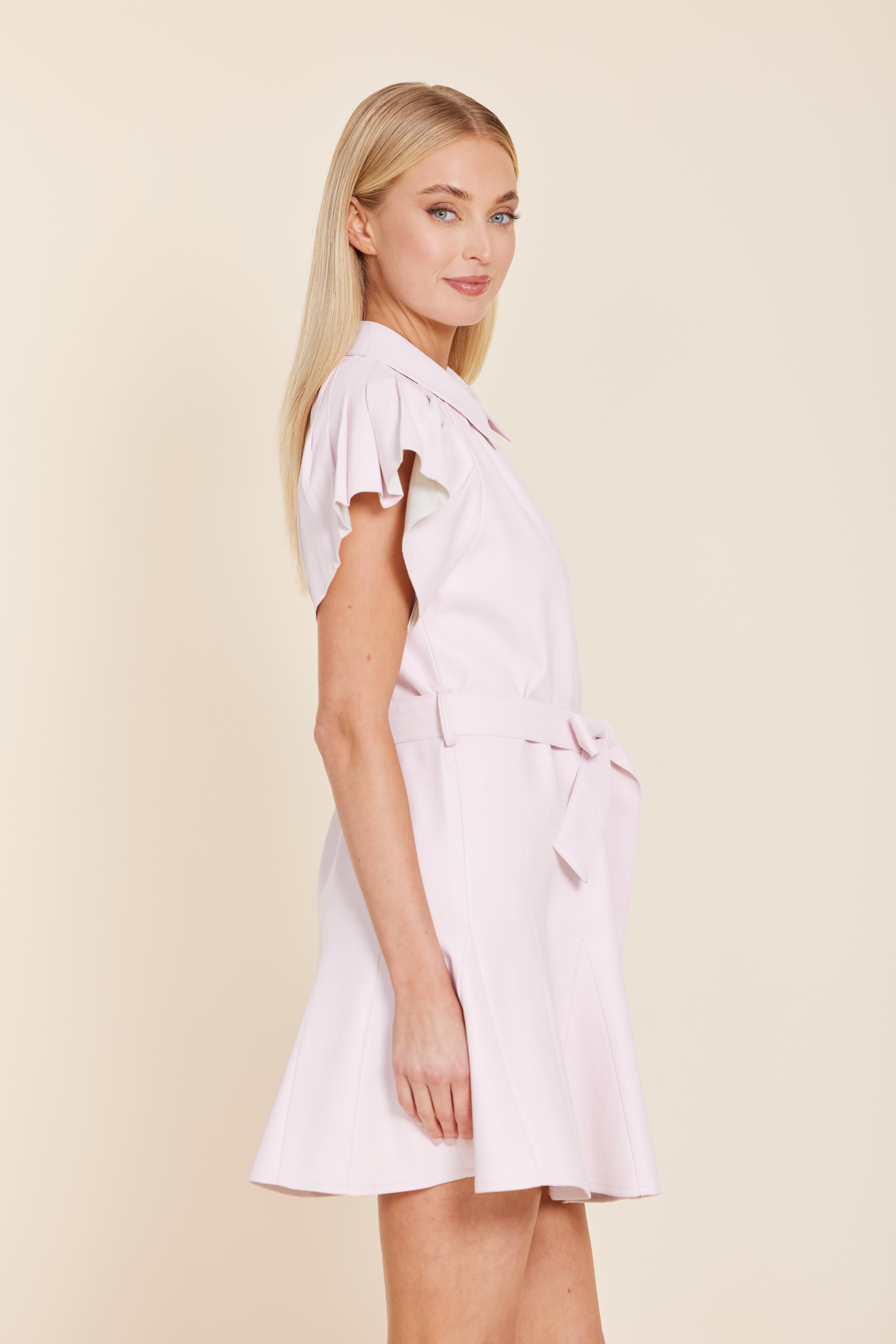 Faux Leather Pleated Dress