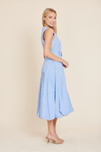 Poplin Belted Bubble Midi Dress