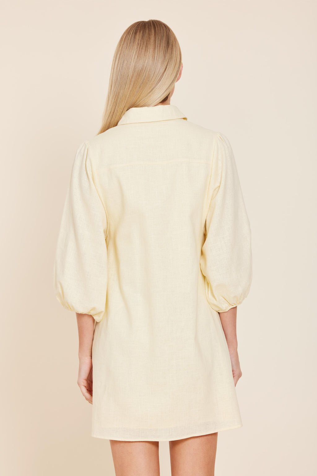 Linen Exagerrated Sleeve Dress
