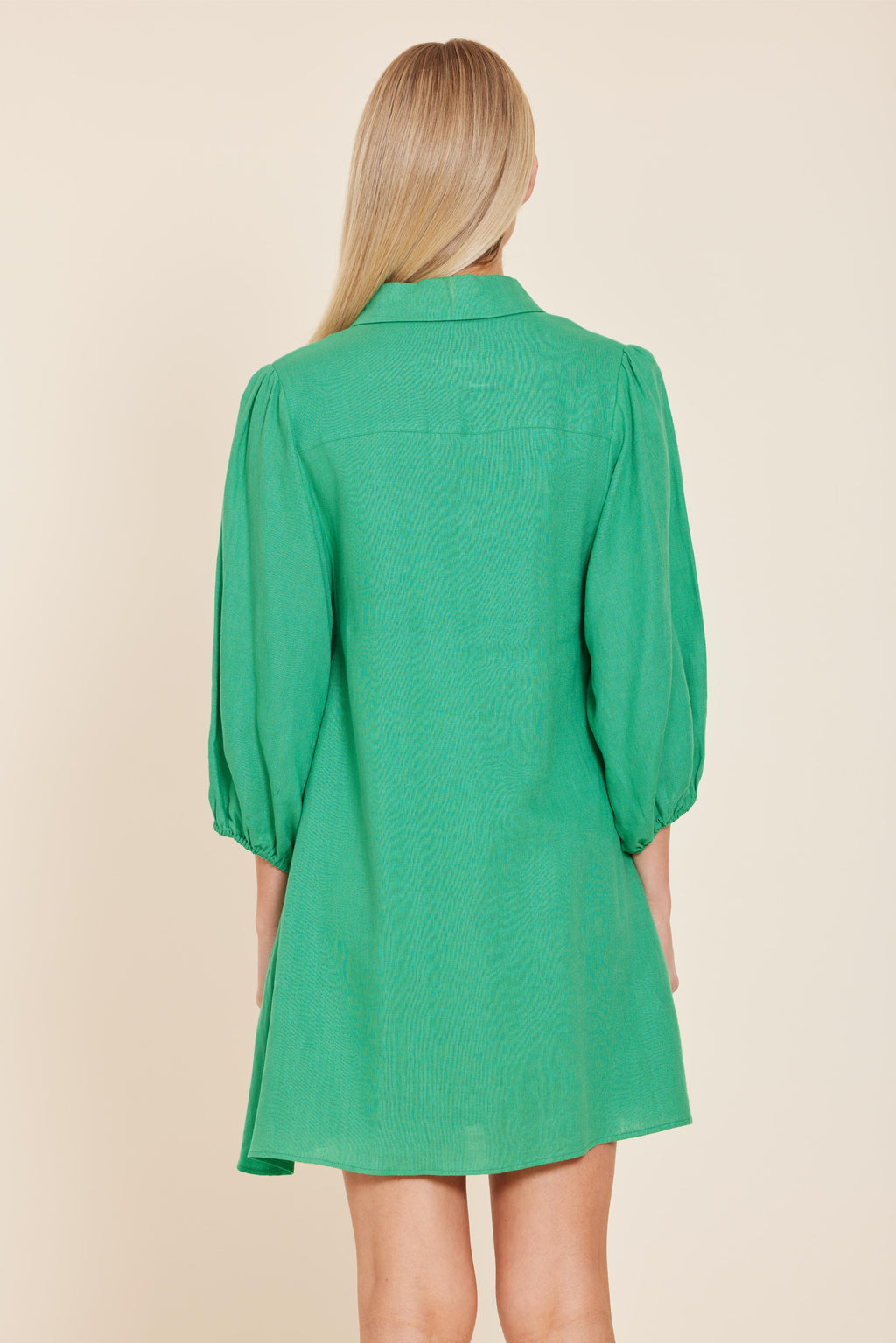 Linen Exagerrated Sleeve Dress