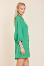 Linen Exagerrated Sleeve Dress