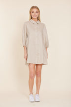 Linen Exagerrated Sleeve Dress