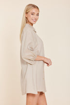 Linen Exagerrated Sleeve Dress