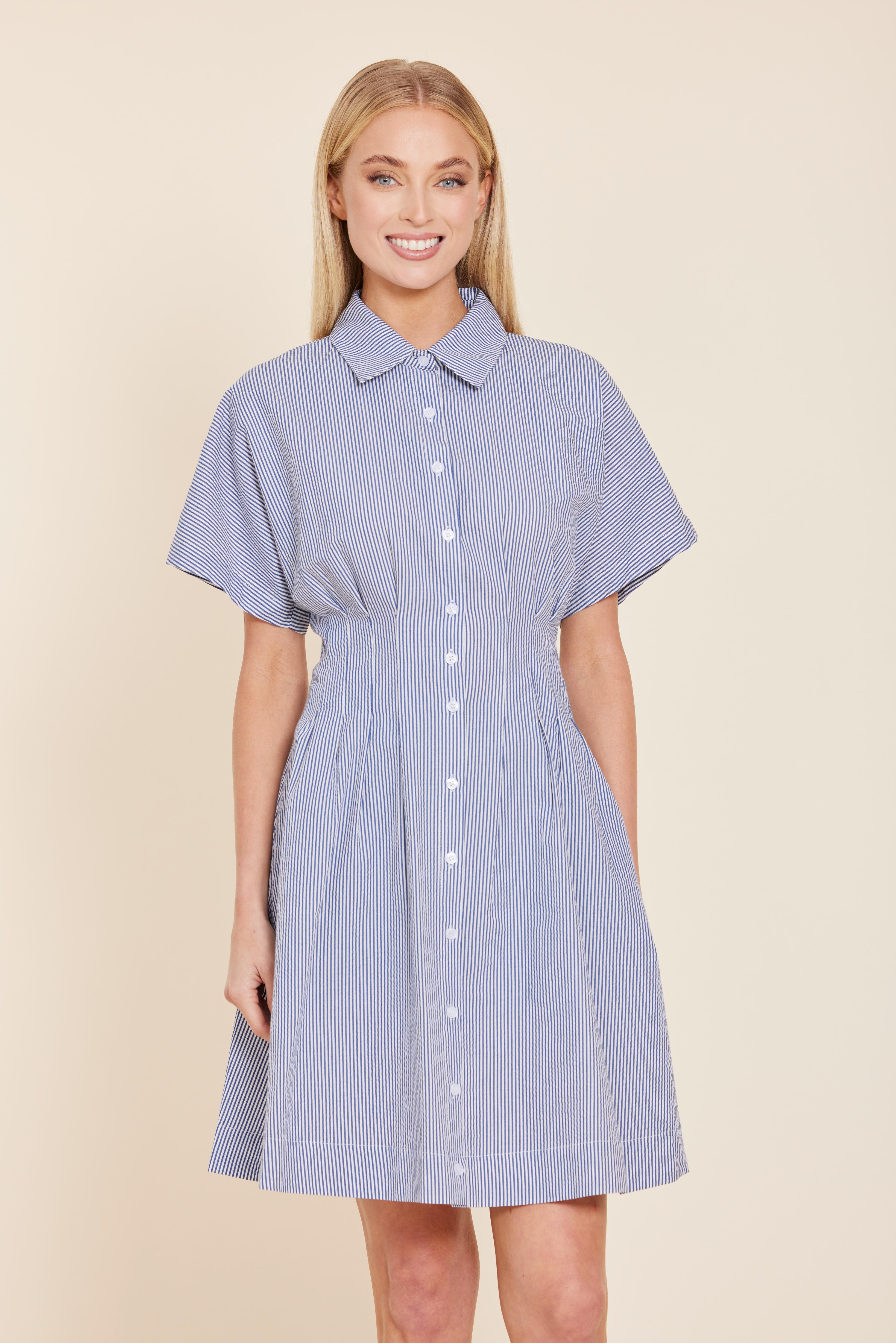blue dart dress Navy blue double dart dress Benoit