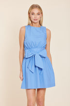 Poplin Sleeveless Belted Dress
