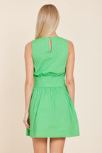 Poplin Sleeveless Belted Dress