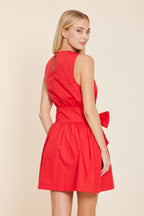 Poplin Sleeveless Belted Dress