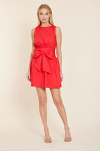 Poplin Sleeveless Belted Dress