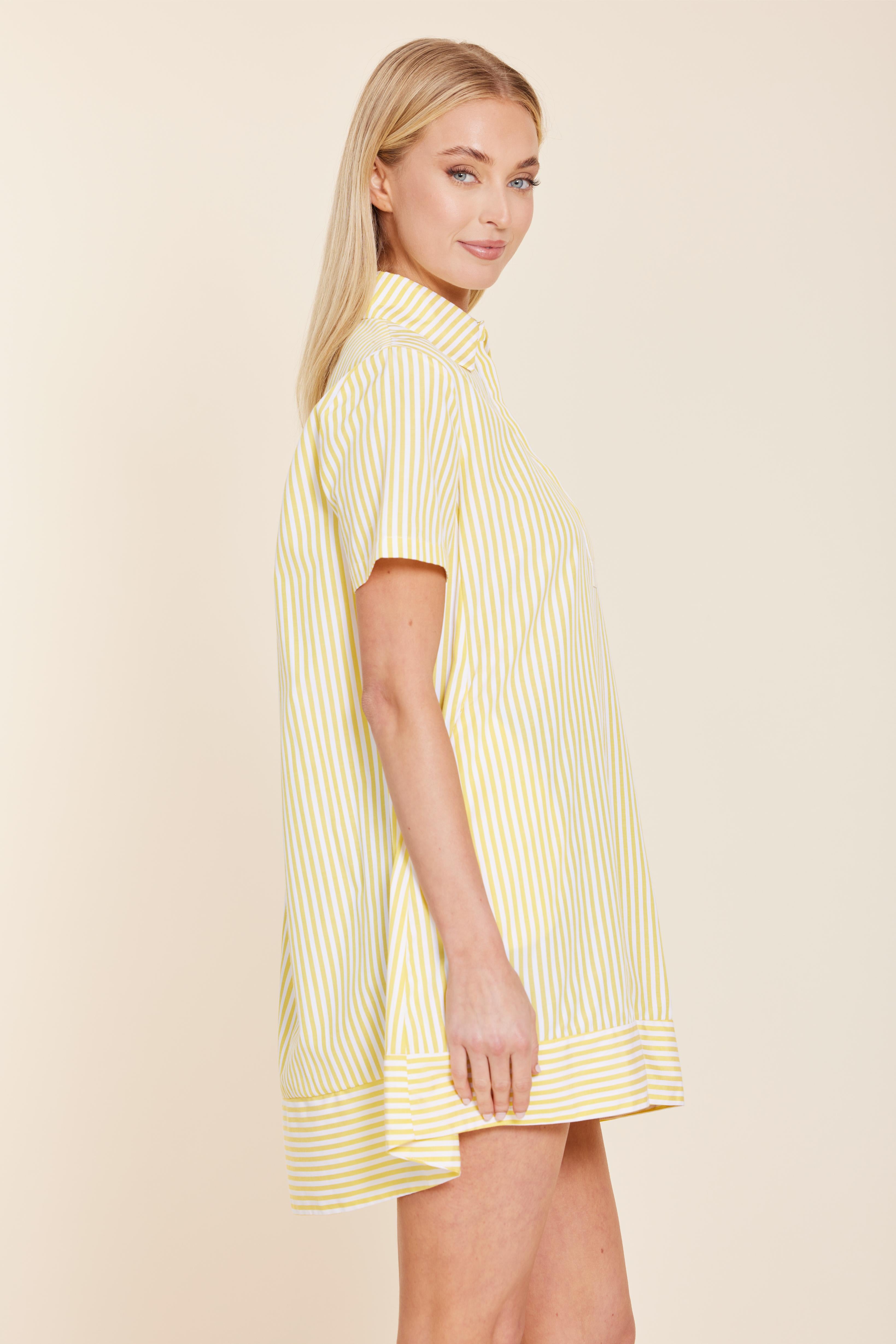 Poplin Striped Shift Dress Pink/White / S Poplin Striped Shift Dress Pink/White / S