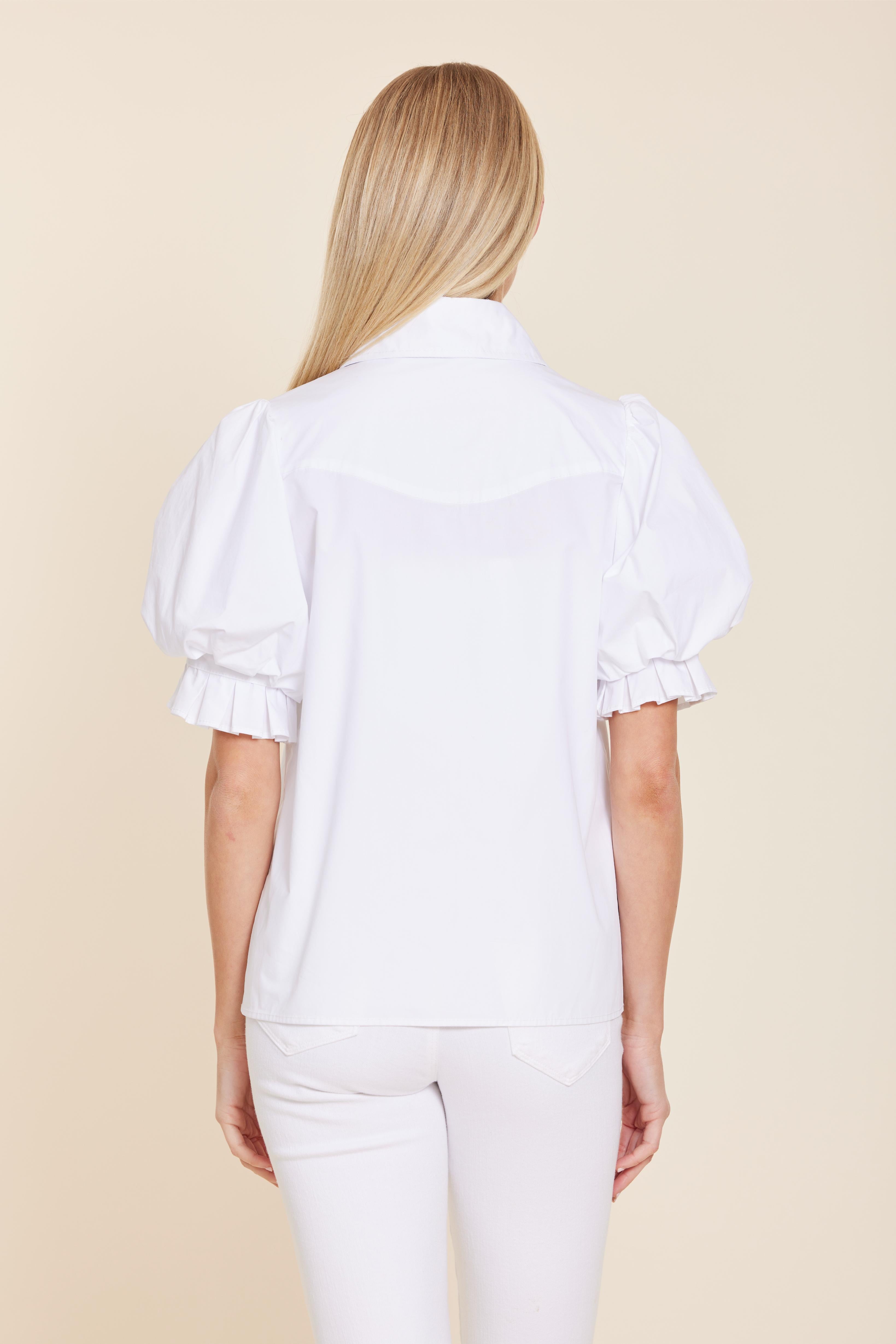 Poplin Rhinestone Detail Top