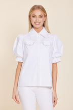 Poplin Rhinestone Detail Top