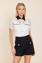 Lace Black Collar Top