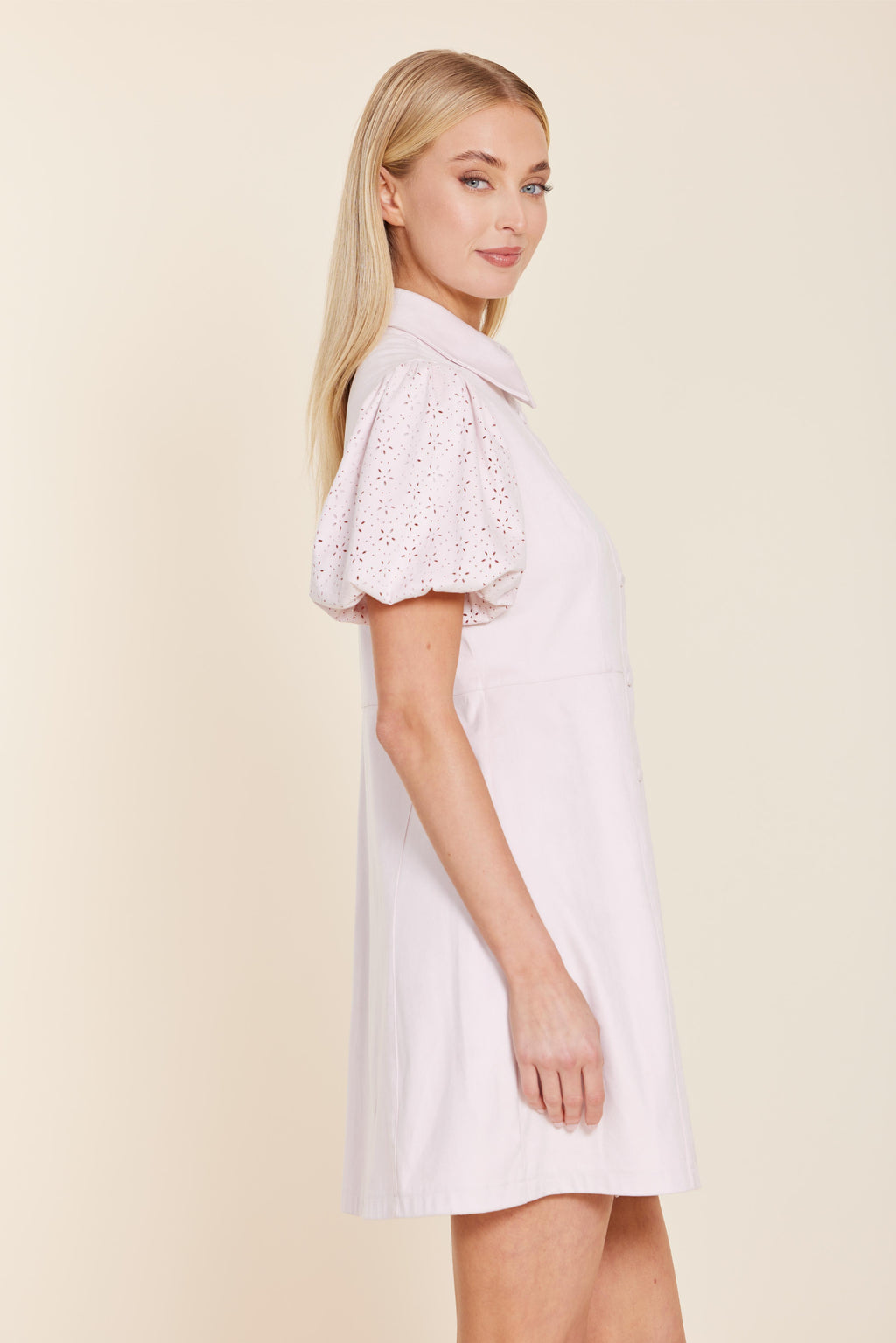 Faux Suede Eyelet Sleeve Dress
