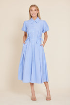 Poplin Bow Waist Midi Dress