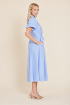 Poplin Bow Waist Midi Dress