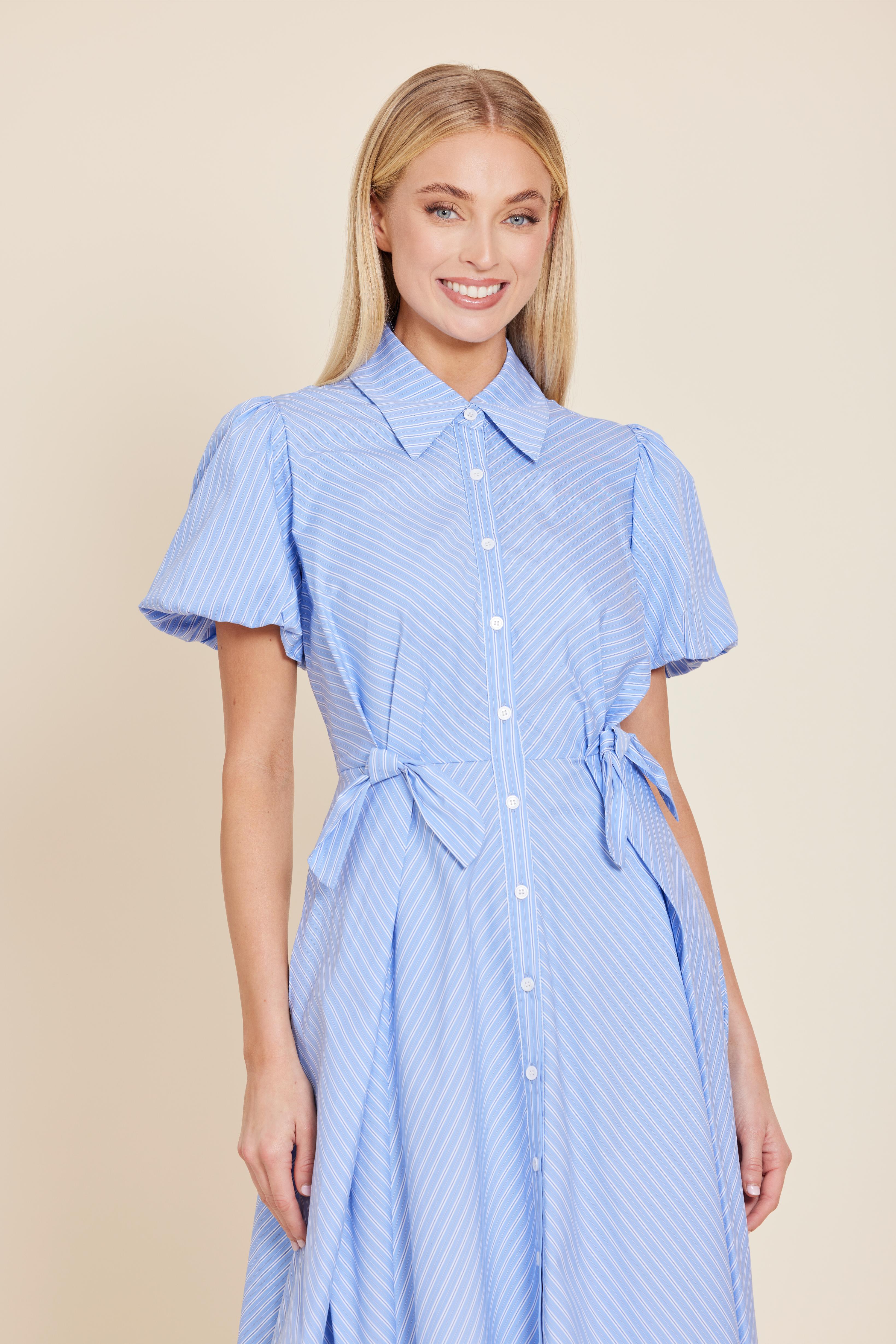 Poplin Bow Waist Midi Dress
