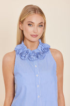Poplin Rose Bud Sleeveless Top
