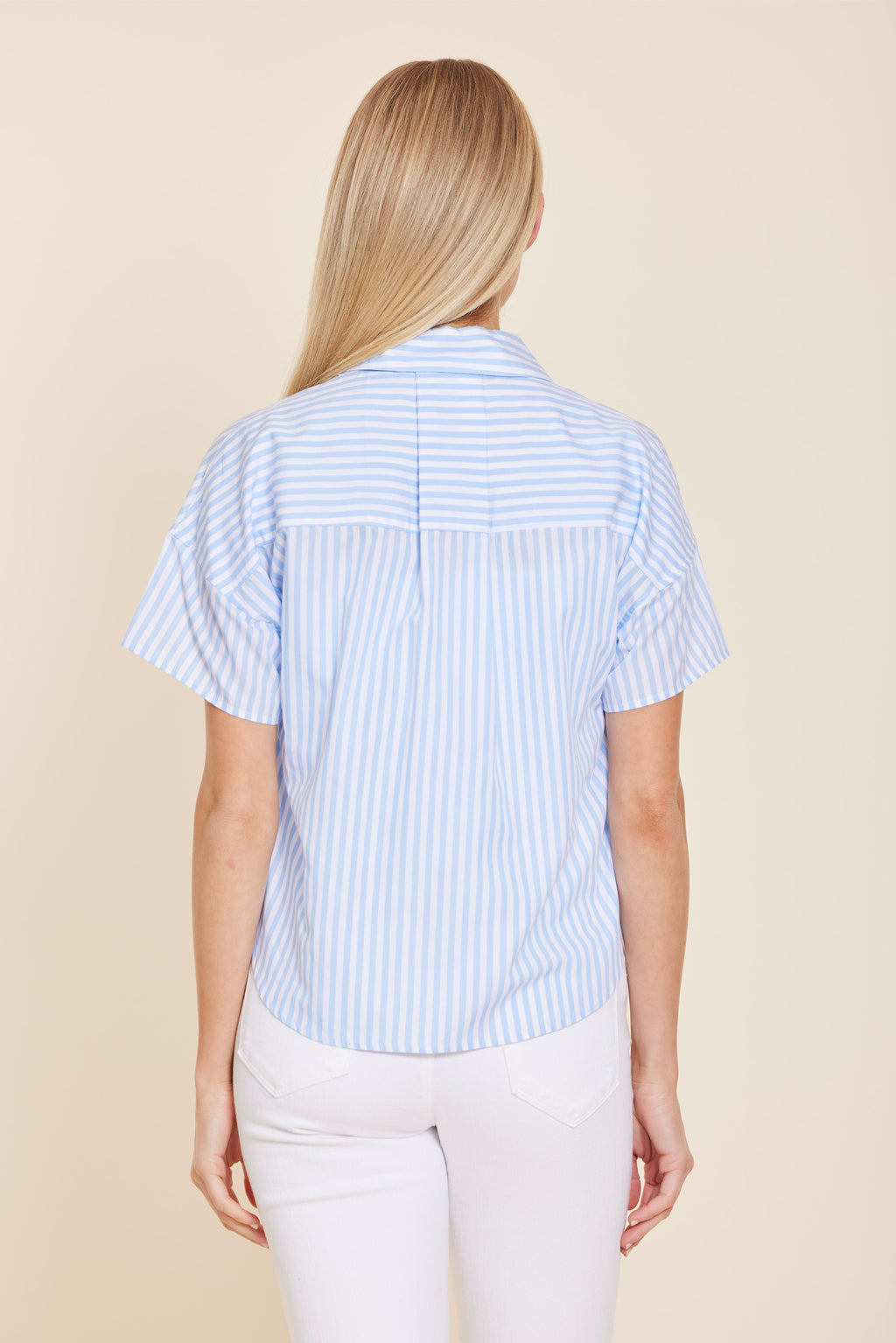 Poplin Striped Button Down Top