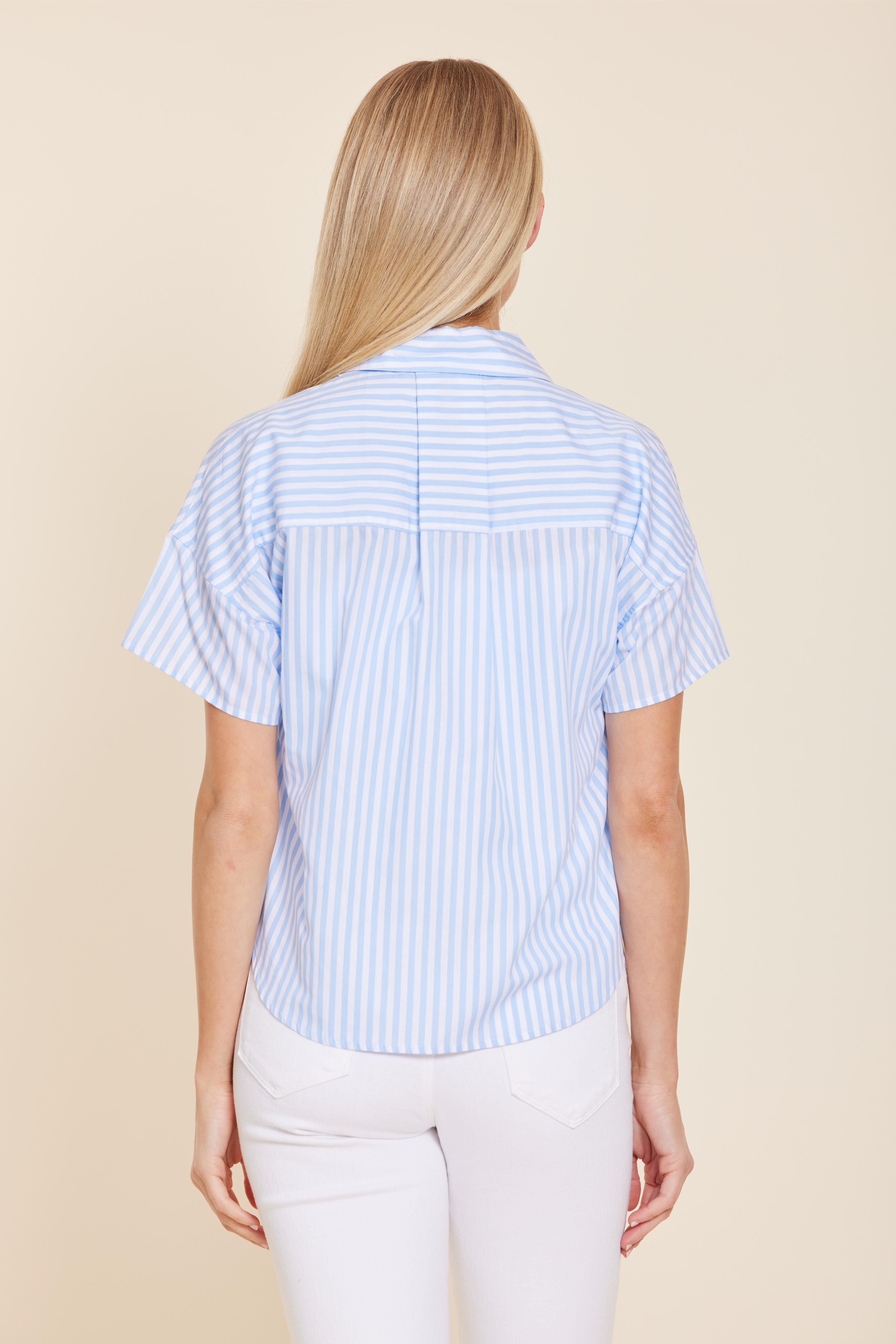 Poplin Striped High Low Top