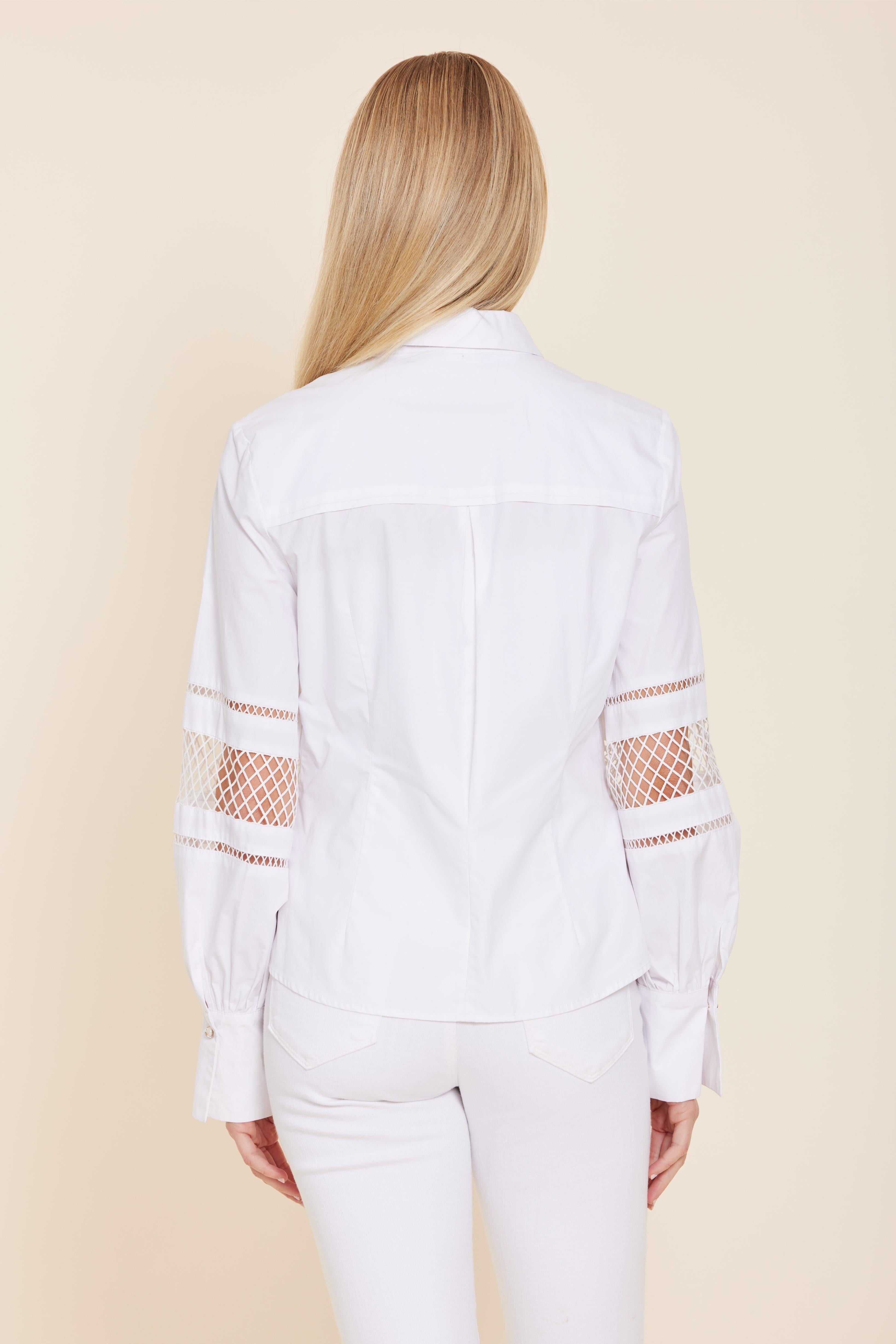 Poplin Open Weave Sleeve Detail Shirt