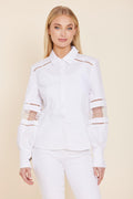 Poplin Open Weave Sleeve Detail Shirt