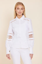 Poplin Open Weave Sleeve Detail Shirt