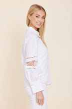 Poplin Open Weave Sleeve Detail Shirt