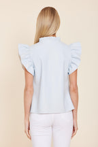 Faux Leather Flutter Sleeve Top