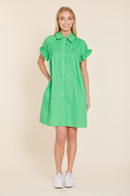 Poplin Smocked Shirt Dress