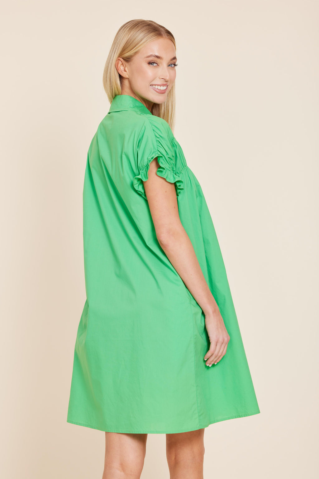 Poplin Smocked Shirt Dress