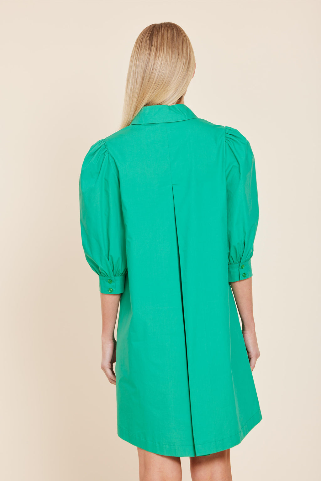 Poplin Puff Sleeve Shirt Dress
