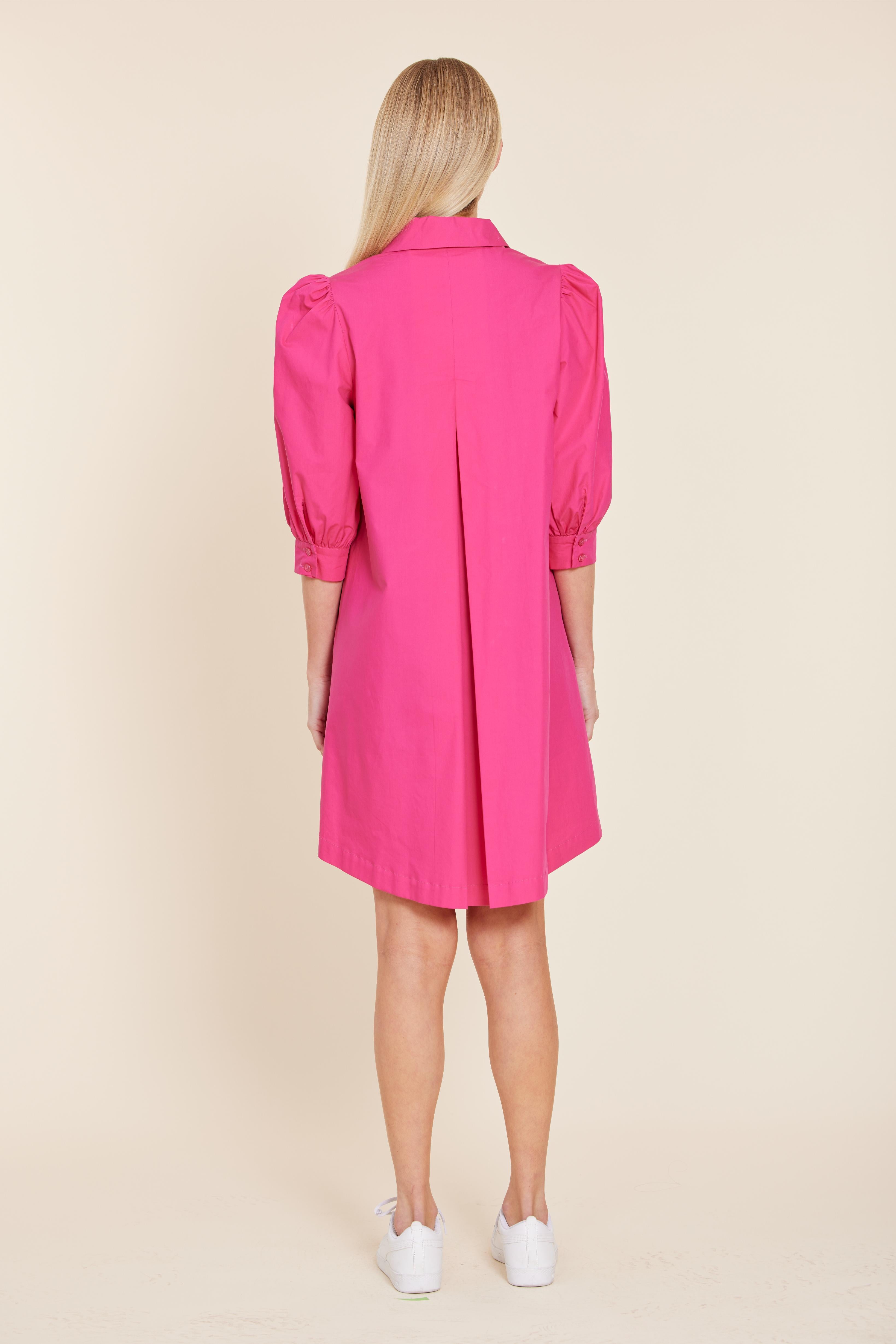 Poplin Puff Sleeve Shirt Dress