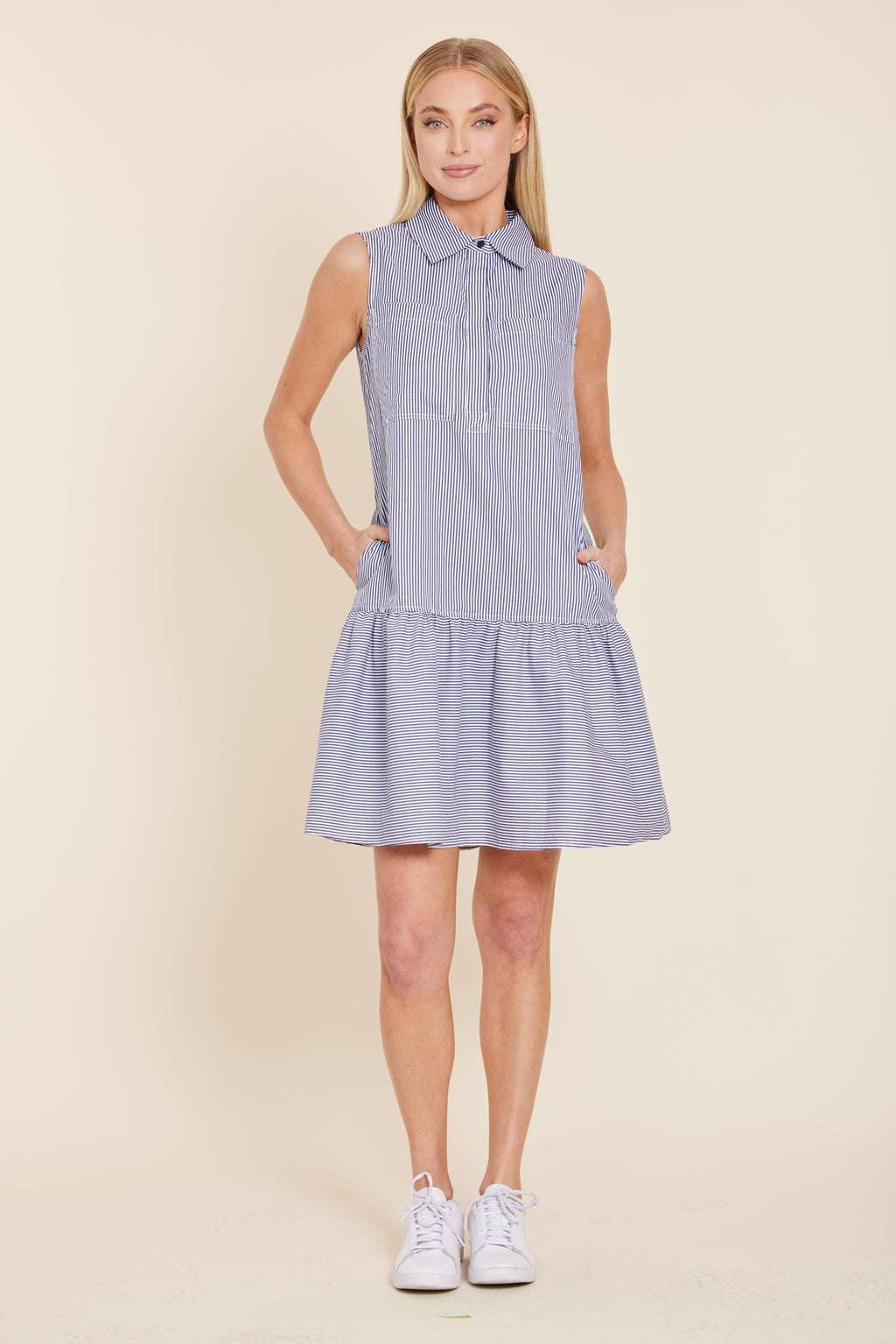 Poplin Striped Drop Waist Dress