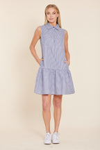 Poplin Striped Drop Waist Dress