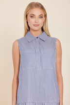 Poplin Striped Drop Waist Dress