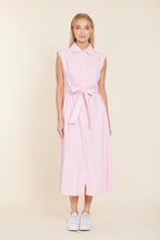Linen Belted Midi Dress