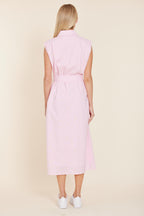 Linen Belted Midi Dress