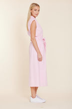 Linen Belted Midi Dress