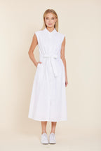 Linen Belted Midi Dress