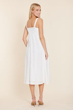 Linen Eyelet Midi Dress