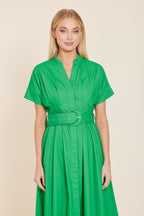 Poplin Belted Midi Dress