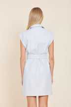 Faux Leather Belted Sleeveless Dress